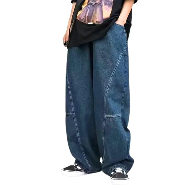 PEAINJ Mens Baggy Jeans Y2k Wide Leg Barrel Jeans for Women Stretchy Hip Hop Loose Denim Pants Grunge Clothes Streetwear S